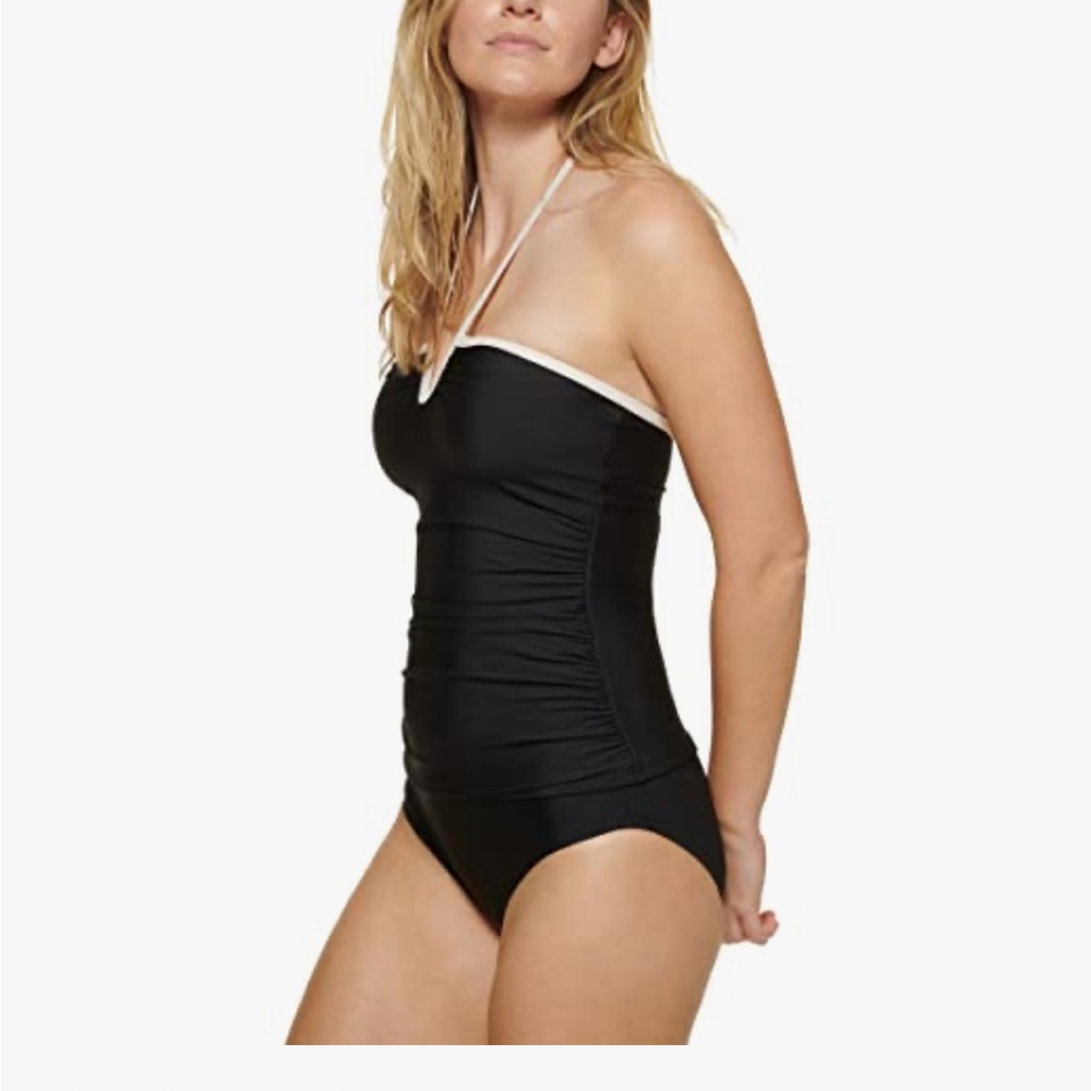 Calvin Klein Women's V Wire Halter Tankini Bathing Suit Top L